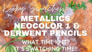 Kooky Swatches  METALLICS Neocolor 1 and Derwent Metallic Pencils [upl. by Vernice]