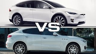 Tesla Model X vs Maserati Levante [upl. by Ettennej]