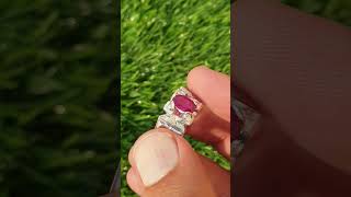 Natural Ruby  From Afghanistan 🇦🇫  Unheated Untreated  12 crt Hand made Silver Ring 💍 shorts [upl. by Yak]