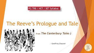 The Reeves Prologue and Tale  The Canterbury Tales  Geoffrey Chaucer  PG TRB NET SET  in Tamil [upl. by Hpeseoj]