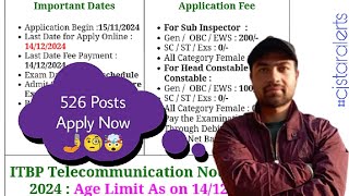 526 Total Posts  Qualification Last Date Constable HC SI in ITBPF [upl. by Jabin]