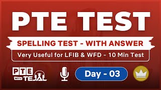 PTE Exam  Spelling Test  Day 03  PTE 9090 Score  PTE with Tejal [upl. by Nnaid]