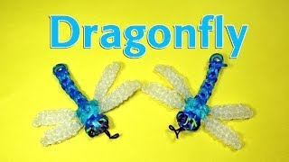 Rainbow Loom Designs DRAGONFLY Charm How To Make Loom Bands DIY Mommy [upl. by Llednav]