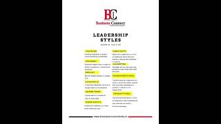 Leadership styles  Business Connect Magazine  leadership businessnews [upl. by Notserk552]