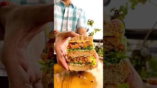 Veggie Fritters Sandwich with hung curd sauce  sandwich sandwichrecipe heatlyfood hungerherb [upl. by Epoh]