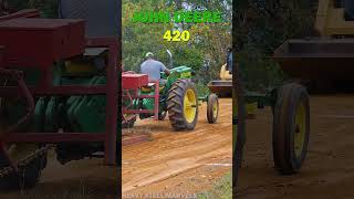 Tractor Pull Ford 900 vs John Deere 420 johndeere tractorpulling [upl. by Nalyd]