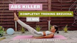 🌸 TRENING PILATES  kompletny trening mięśni brzucha w 10 minut  ABS killer [upl. by Mike]