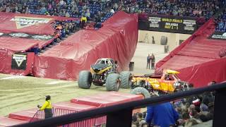 Monster Jam Indianapolis 2020 Monster Mutt Rottweiler Brad Allen freestyle [upl. by Idnar]