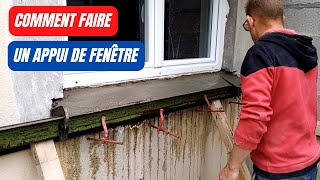 Comment faire un appui de fenêtre  Couler un appui de fenêtre béton armé  tuto maçonnerie [upl. by Eelahs]