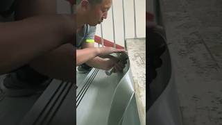 The process of installing linoleum on a concrete staircase [upl. by Ahsiekyt]