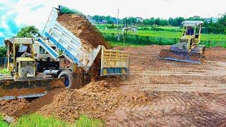 Incredible New Project Delete RiceField Bulldozer KOMATSU D20P Push Soil Truck 5Ton Unloading Soil [upl. by Bunce69]