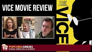 VICE Christian Bale  Nadia Sawalha amp The Popcorn Junkies Family Movie Review [upl. by Anner]