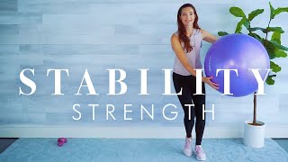 Stability Ball Workout for Beginners amp Seniors  Standing Core amp Sitting with Weights [upl. by Caras]