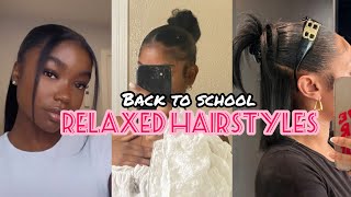 💖Back to school relaxed hairstyles 🦋✨ 4chairstyles backtoschool relaxedhair [upl. by Sou]