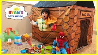 Pretend Play Food Toy Camping amp Fishing Fun Activities for Kids Cooking Kinder Egg Surprise Toys [upl. by Mich]