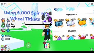 Using 5000 Spinny Wheel Tickets in PetSim99roblox [upl. by Audette735]