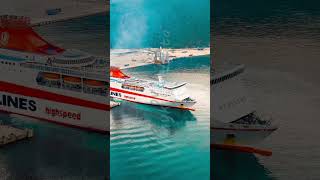 Vertical video Igoumenitsa Greece Large ferry Minoan LINES Kydon Palace moored for unloading a [upl. by Anilra617]