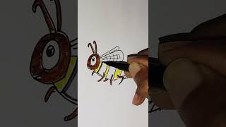 cute Honey bee drawing and colouring for kids  stepbystep coloring shorts art diy cutebee [upl. by Cinomod]