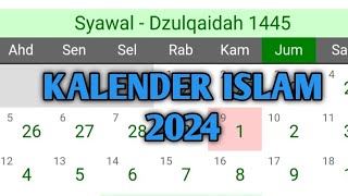 Kalender Islam  Hijriyah  Tahun 2024 M [upl. by Laekim]