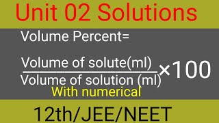 12th chemistry  Volume Percentage  Numerical Questions [upl. by Frasier521]