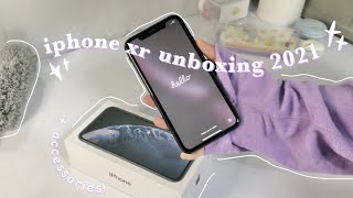 iphone xr unboxing in 2021  accessories ✨ [upl. by Eserehs]