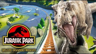 JURASSIC PARK Island Adventure Escape Roller Coaster POV CC [upl. by Nivlac]