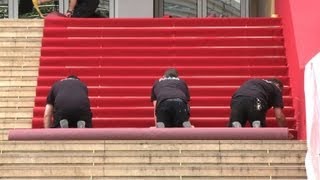 Festival de Cannes mise en place du tapis rouge [upl. by Auqenahc]