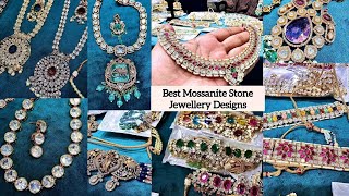 Best mossanite stone jewellery design  all designs available on wholesale price jewelleryjewelry [upl. by Gaivn198]