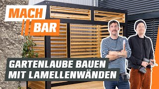 Gartenlaube selber bauen mit Lamellenwänden – in modularer Bauweise  OBI [upl. by Lotson758]