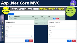 CRUD Operations Using Modal Popup in ASPNET Core MVC  CRUD Application with ASPNET Core  Read [upl. by Edas]