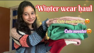 Winter haul  cute sweater sweatshirts sweat vest 😍 From flipkart amp Myntra haul [upl. by Aklam]