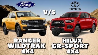 FORD RANGER WILDTRAK 4x4 vs TOYOTA HILUX GRS 4X4  COMPARISON SPECS amp PRICE [upl. by Hirschfeld]