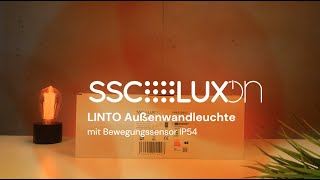 SSCLUXon  ETHIR Außenwandleuchte mit Bewegungsmelder IP54 für Außen neutralweiß  Produktvorschau [upl. by Firmin]