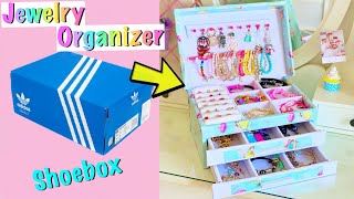 DIY  How to make Jewelry Organizer with waste Shoebox [upl. by Bodkin]