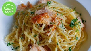 Cremige Lachs Pasta mit Sahnesoße  Rezept mit nur 5 Zutaten [upl. by Lennox]