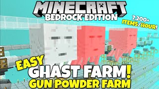 Minecraft Bedrock FAST Ghast Farm Tutorial 4400 GunpowderHour MCPE Xbox Ps4 PC Switch [upl. by Elyag622]