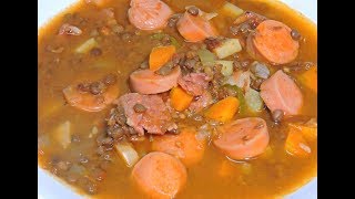 Sopa de lentejas con salchichas RecetasdeLuzMa [upl. by Eiramlirpa42]