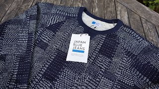 Unique Boro Style  JAPAN BLUE JEANS Sashiko Jacquard Sweatshirt [upl. by Klatt]