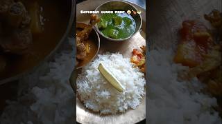 Saturday lunch scenes ✨ Rice chicken palak paneer and fish platter foodblog sajnavesajna [upl. by Rehc]