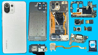 xiaomi 11 lite 5g ne disassembly  xiaomi mi 11 lite 5g teardown  back panel open [upl. by Nerehs]