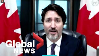 Trudeau discusses global economic recovery with UN secretarygeneral PM of Jamaica  FULL [upl. by Magnum]