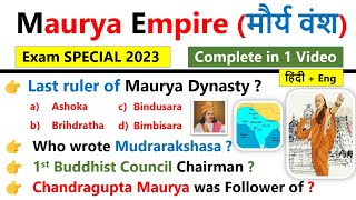 Mauryan Empire MCQ  Mauryan Empire History MCQ  मौर्य साम्राज्य महत्वपूर्ण प्रश्न History Gk Ques [upl. by Genovera]