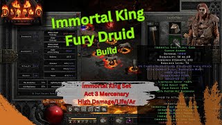 DIABLO 2 RESURRECTED IMMORTAL KING FURY DRUID BUILD  SHAPSHIFTER BUILD [upl. by Fabrice609]