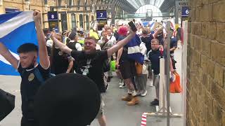 Scotland fans arriving in Kings Cross London earlier [upl. by Dogs]