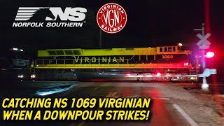 Catching NS 1069 Virginian Heritage Unit When A Downpour Strikes [upl. by Anaerol]