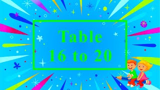 Table 16 to 20 in English for Kindergarten  Table 2 to 20  Kids Academy Hub [upl. by Adev]