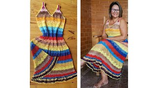 VESTIDO DE CROCHE COLORIDO REGINA [upl. by Ahtamas457]