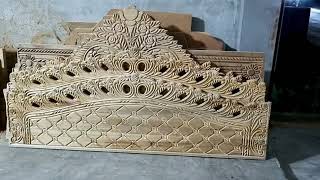 latest wooden bed design 2024 Beautiful akasi kather khat TakuwaCNCdesign [upl. by Broome]