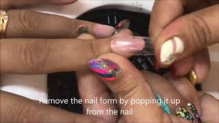 Nail Extension With Bluesky Gum Gel Or Poly Gel No Tips No Froms [upl. by Lanti]