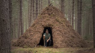 Warm and Cozy Teepee Shelter Build Inside Fireplace and Sleeps 3 [upl. by Ardnalak]